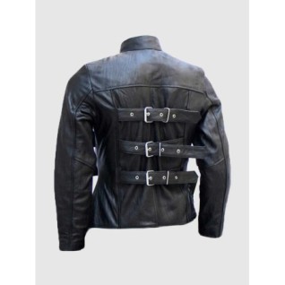 Trench Look Belted Men's Black Leather Jacket In Stock XS-4XL