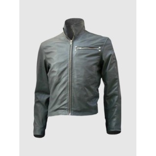 Biker Super Slim Men's Grey Leather Jacket In Stock XS-4XL