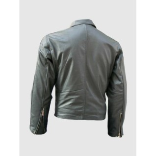 Biker Super Slim Men's Grey Leather Jacket In Stock XS-4XL