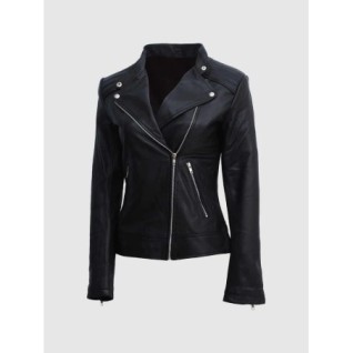 Black Leather Moto Jacket In Stock XS-XL