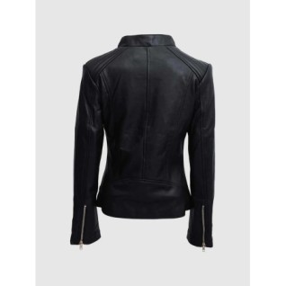 Black Leather Moto Jacket In Stock XS-XL