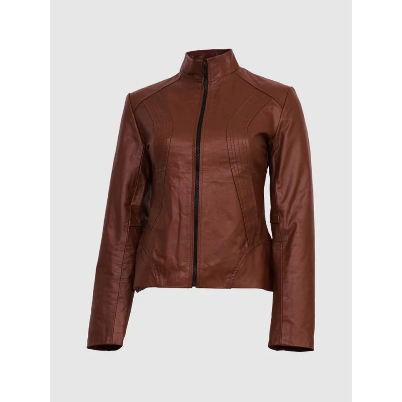 Tan Brown Leather Jacket In Stock XS-XL