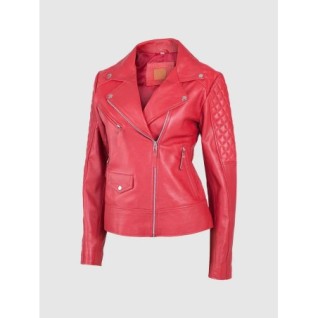 Elegant Red Leather Jacket In Stock XS-XL