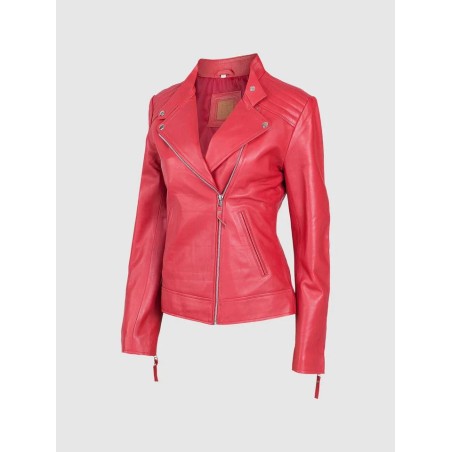 Classic Moto Leather Jacket Red In Stock XS-XL