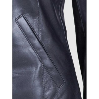 Leather Collarless Jacket Black In Stock XS-XL