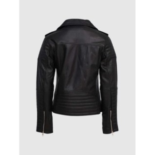 Leather Padded Biker JacketBlack In Stock XS-XL