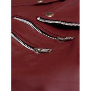 Maroon Leather Biker Jacket Black In Stock XS-XL