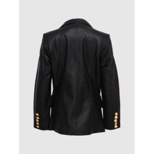 Women Black Leather Coat In Stock XS-XL