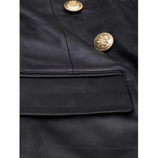 Women Black Leather Coat In Stock XS-XL