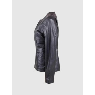 Collarless Leather Biker Jacket Black In Stock XS-XL