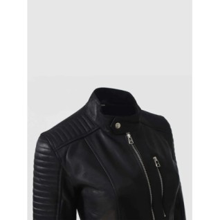 Quilted Cafe Racer Jacket Black In Stock XS-XL