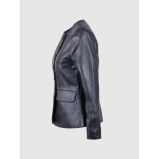 The Button Closure Leather Jacket Black In Stock XS-XL