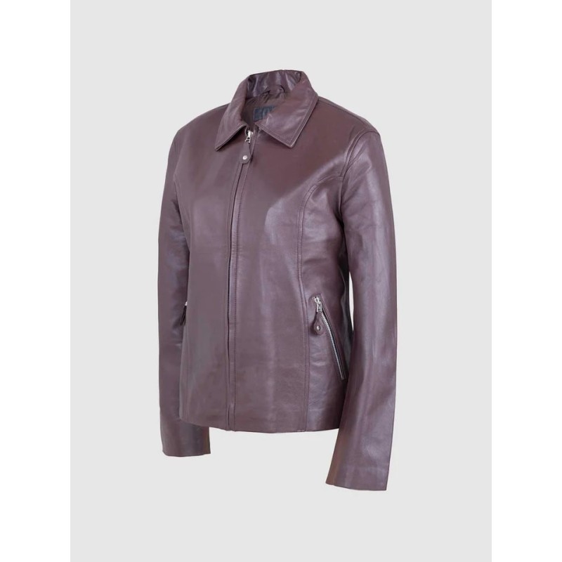 Chocolate Brown Leather Jacket Women In Stock XS-XL