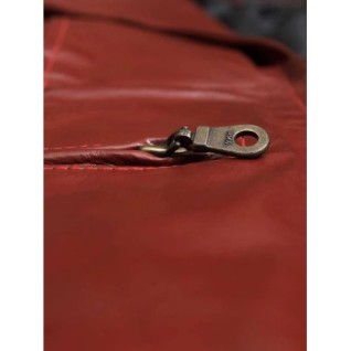 Red Leather Coat With Zip Women In Stock XS-XL