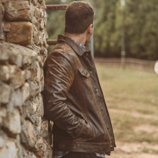 BROWN DRIGGS LEATHER JACKET IN STOCK M-3XL