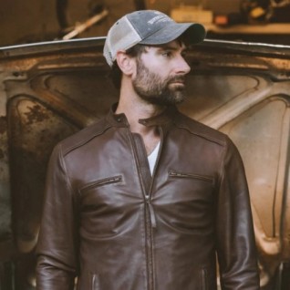 BROWN THOMPSON LEATHER MOTO JACKET IN STOCK S-2XL