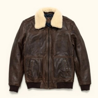 BROWN MAVERICK LEATHER BOMBER JACKET IN STOCK M-3XL