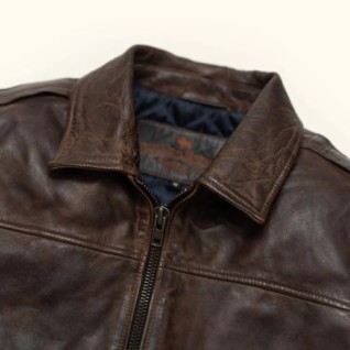 BROWN MAVERICK LEATHER BOMBER JACKET IN STOCK M-3XL