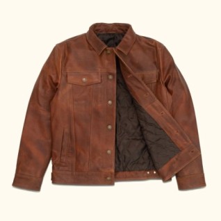 COGNAC BROWN DRIGGS LEATHER JACKET IN STOCK L-2XL