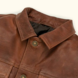 COGNAC BROWN DRIGGS LEATHER JACKET IN STOCK L-2XL