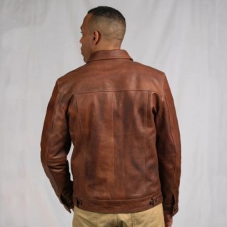 COGNAC BROWN DRIGGS LEATHER JACKET IN STOCK L-2XL