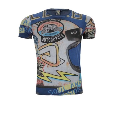 Acerbis SP CLUB STICKERS Casual T-Shirt Royal Blue S-2XL