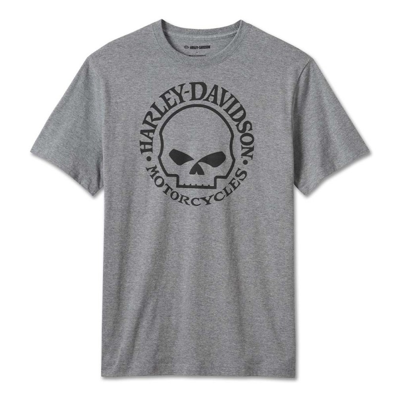 HD MEN'S WILLIE G SKULL TEE MEDIUM HEATHER GREY