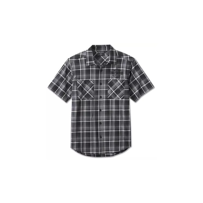 Harley-Davidson Short Sleeve Shirt Spirit of Freedom plaid black/grey 96555-24VM