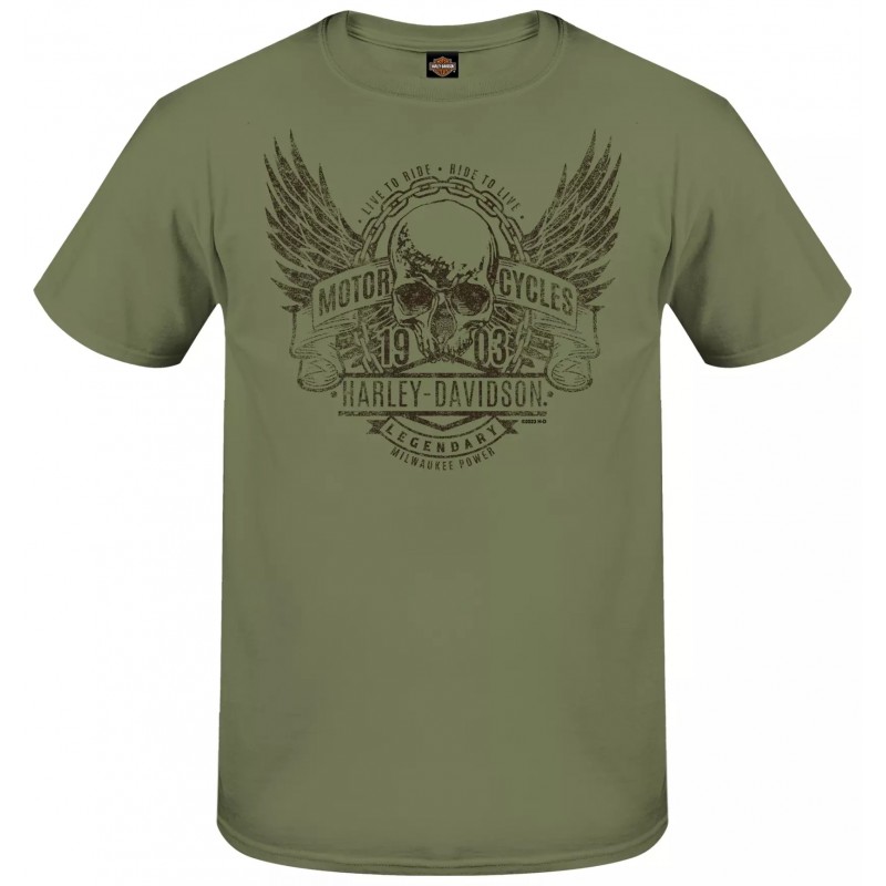 Harley-Davidson men´s T-Shirt Winged Chain green 3001801-MLGN