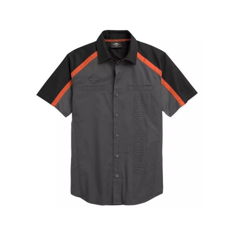 Harley-Davidson Men's Shirt Vertical Logo Colorblock grey/black/orange 96329-21VM