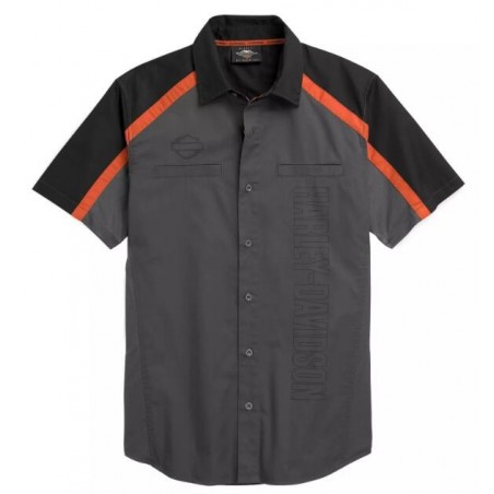 Harley-Davidson Men's Shirt Vertical Logo Colorblock grey/black/orange 96329-21VM