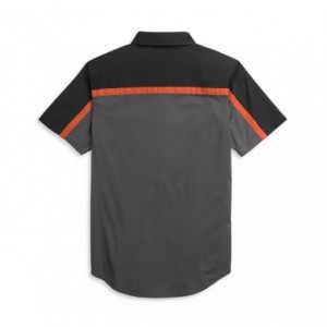 Harley-Davidson Men's Shirt Vertical Logo Colorblock grey/black/orange 96329-21VM