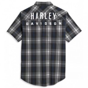 Harley-Davidson Shirt Block Letter Plaid blue/grey 96374-21VM