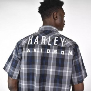 Harley-Davidson Shirt Block Letter Plaid blue/grey 96374-21VM