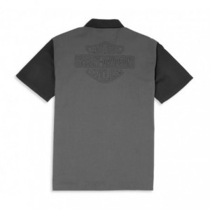 Harley-Davidson Shirt Embroidered Graphic Colorblock Mechanics grey/black 96017-22VM