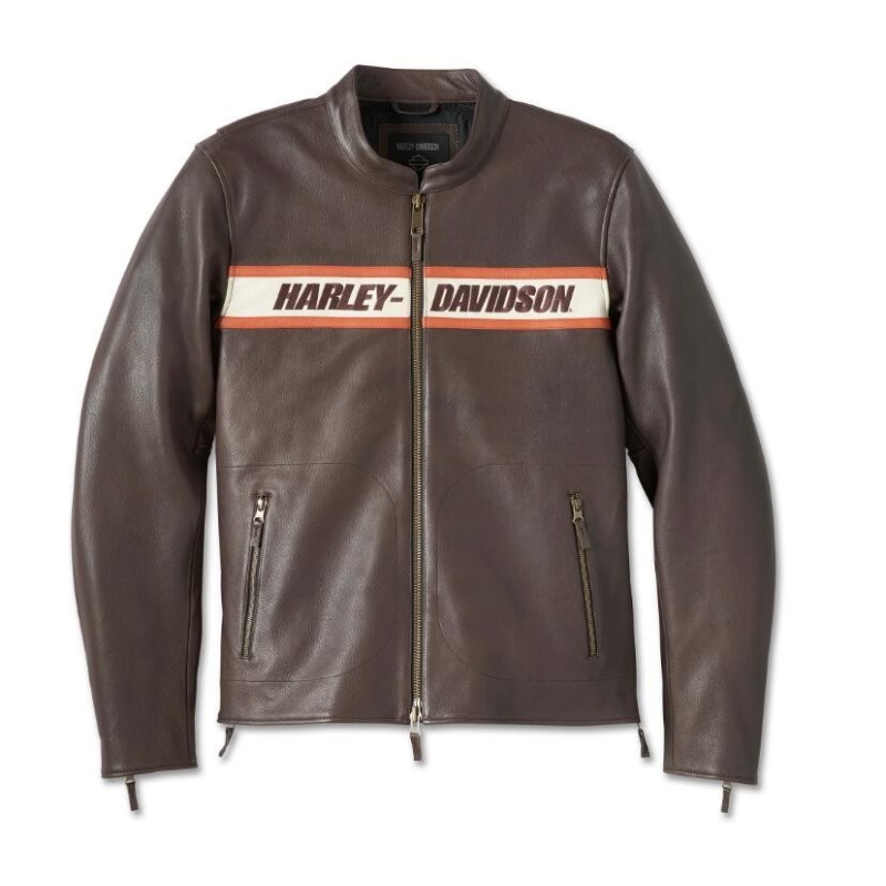 Men's Victory Lane II Leather Jacket - Java|Second hand low price sale