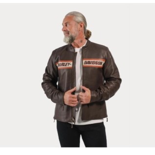 Men's Victory Lane II Leather Jacket - Java|Second hand low price sale