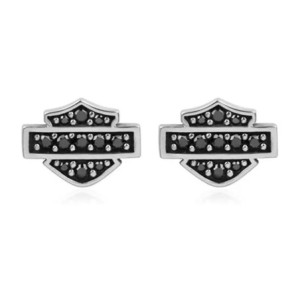 Harley-Davidson Earrings Petite Black Bling silver HDE0281