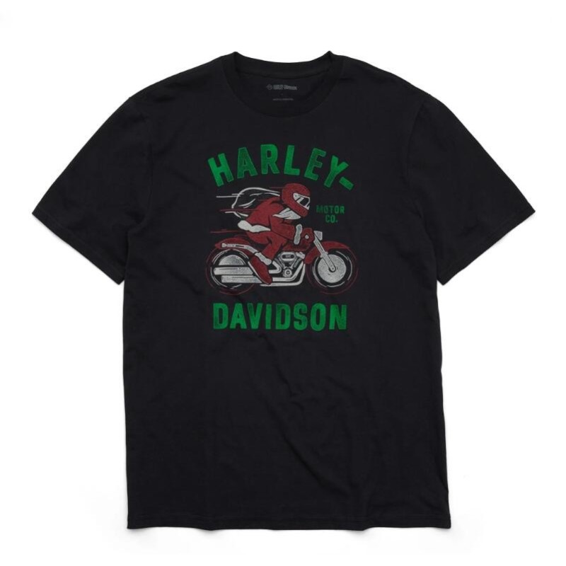 Men's Here Comes Biker Claus Tee|Second hand low price sale