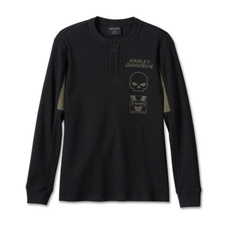 Men's Willie G Skull Thermal Shirt - Black Beauty In Stock Size 4XL