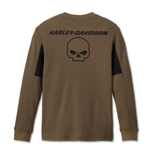 Men's Willie G Skull Thermal Shirt - Stone Gray In Stock Size 3XL