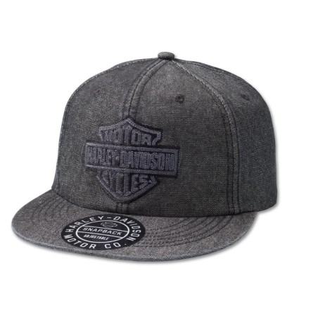 Bar Shield Denim Snapback Cap - Black