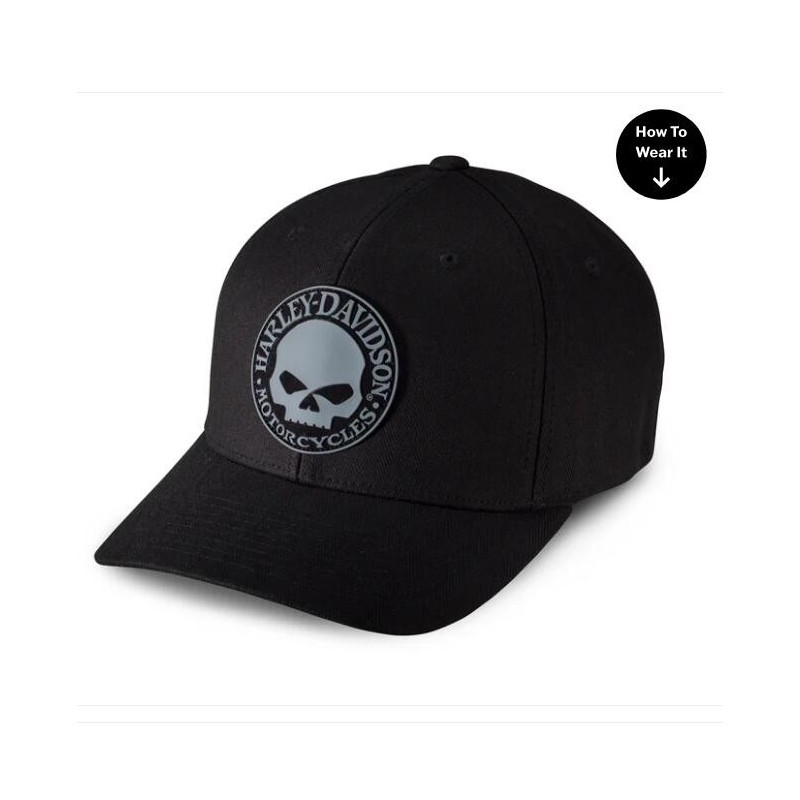 Rubber Willie G Skull Patch Stretch Cap In Stock Size L