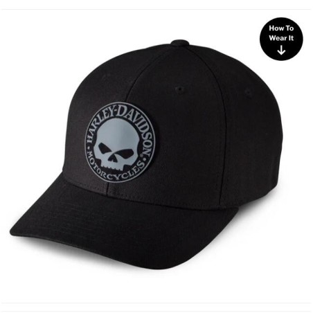 Rubber Willie G Skull Patch Stretch Cap In Stock Size L